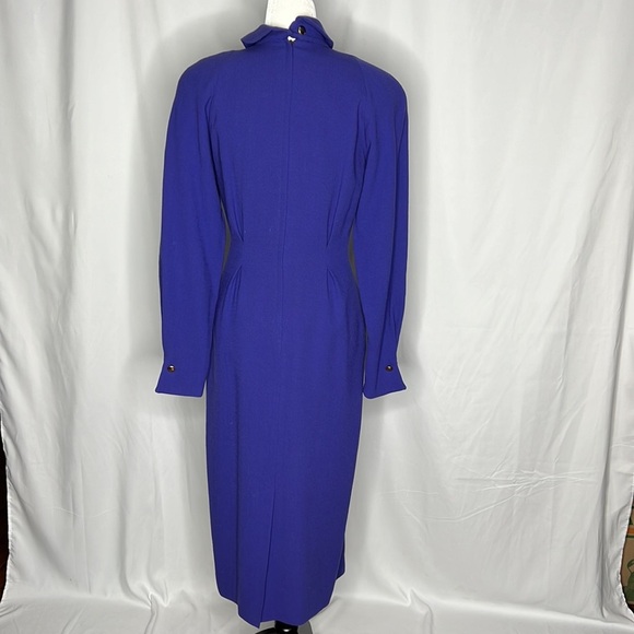 Selina blue woolen fitted collared dress size 6 - Picture 3 of 14